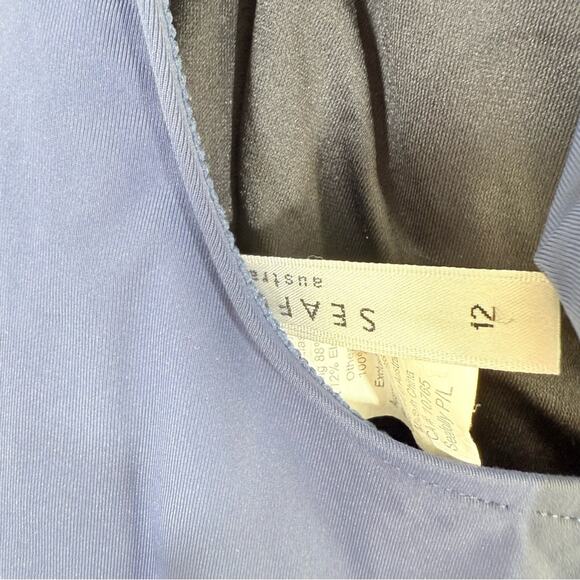 Seafolly Australia Seaview Navy Blue Halter Tie Front Ruched One Piece Swim 8 - Picture 10 of 11